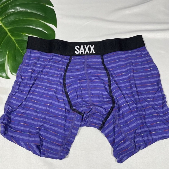 NIB SAXX‎ [ Small ] Vibe Stretch Boxer Briefs in Purple Gradient Stripe - Picture 8 of 16